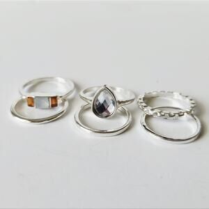 Francesca's Collection Elegant Silver Ring Stacking Set